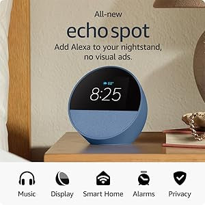 Echo Spot (2024), Smart alarm clock with vibrant sound + Alexa