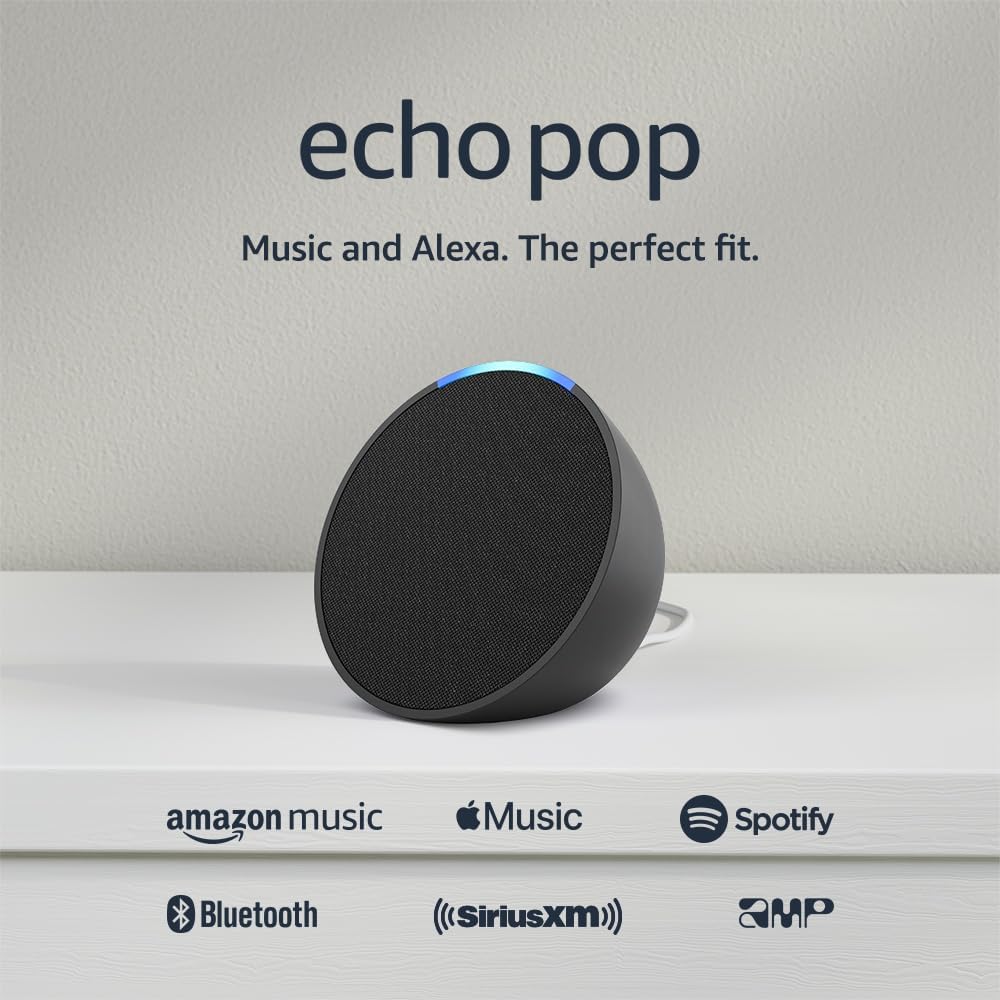 Echo Pop Full sound compact smart speaker with Alexa Charcoal (New)