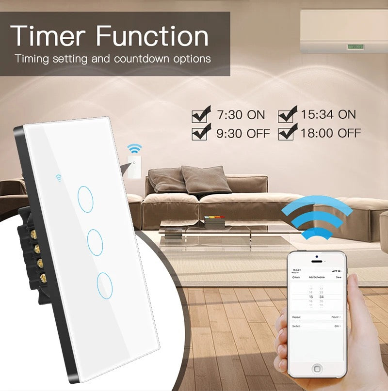 Smart Light Switch . WiFi US Smart Light Switch Neutral wire/No Neutral wire Required 120 Type Wall Touch Switch Work with Alexa, Google Home , NEW