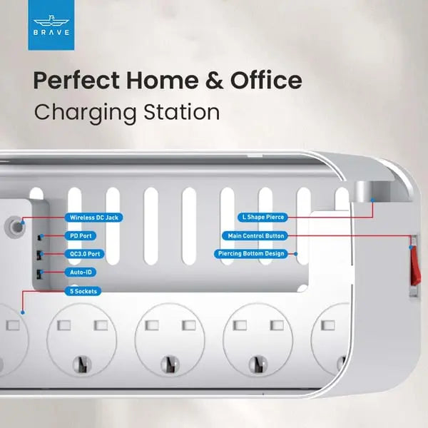 Brave Charger Management Power Strips BPs-02 15W Wireless Qc3.0