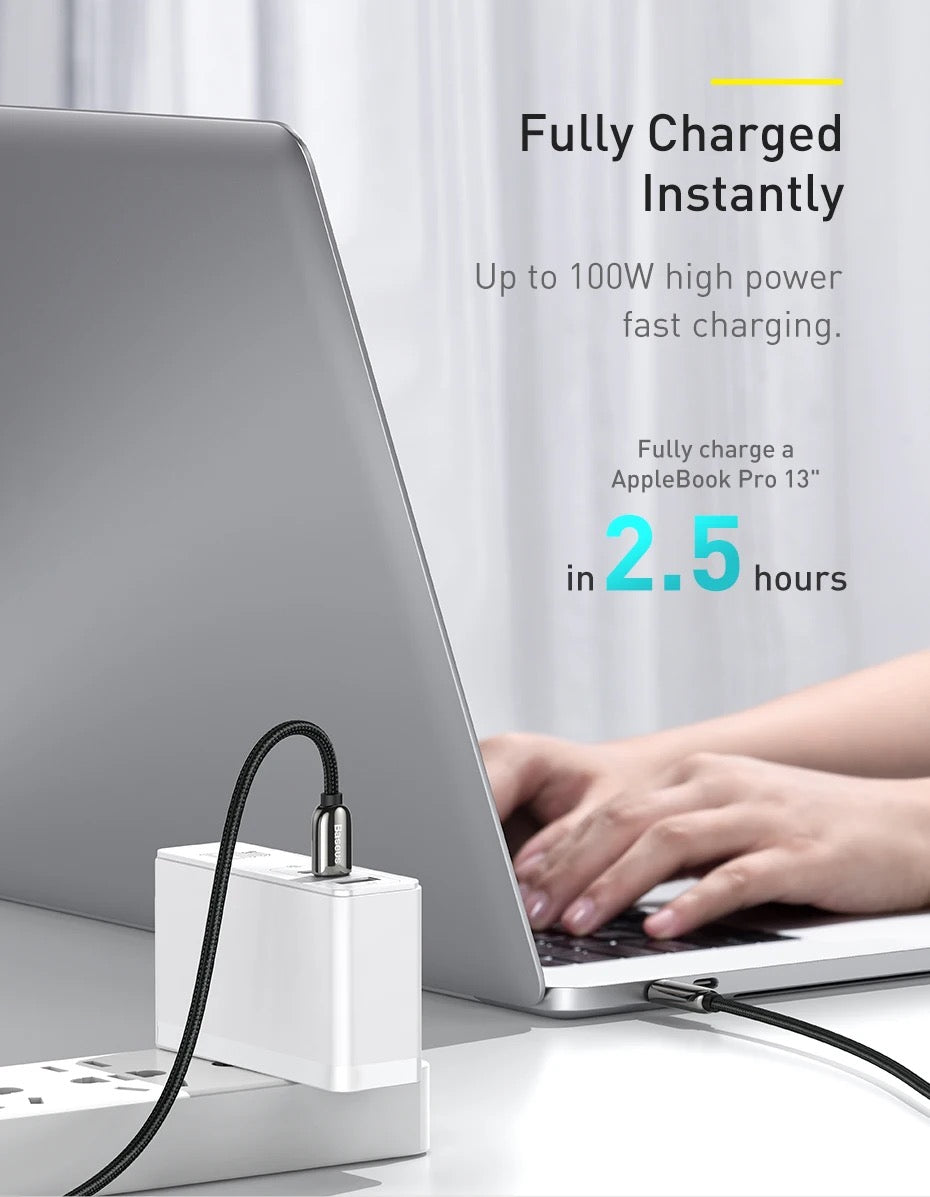 Baseus USB-C to USB-C Cable Display Fast Charging Data Cable  Cable Length 1m and 2m Black