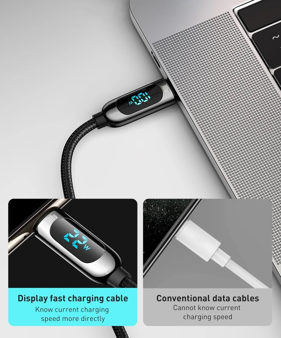 Baseus USB-C to USB-C Cable Display Fast Charging Data Cable  Cable Length 1m and 2m Black