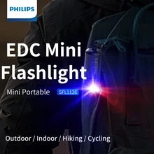 Philips 7cm Mini EDC Flashlight 300 Lumens Rechargeable LED Light with  Battery Portable Outdoor Lighting for Camping , NEW