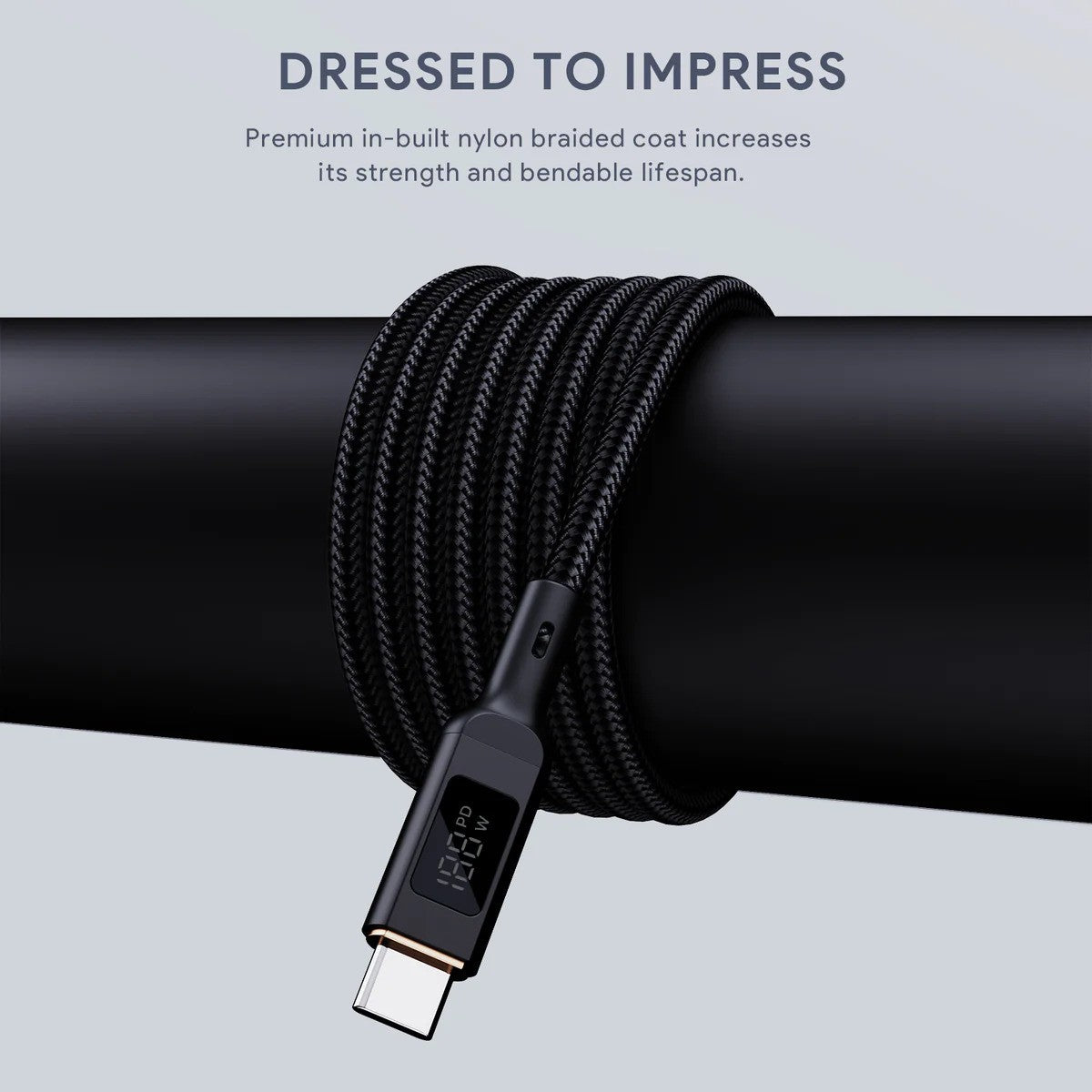 AukeyCB-MCC102 Circlet Blink 100W Nylon Braided USB C to C Cable with LCD Display