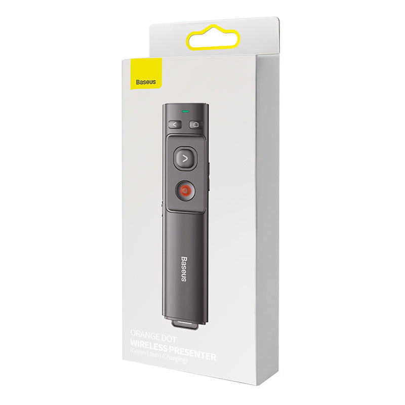 Baseus Orange Dot Wireless Presenter Green Laser with 0.5M 3A Type-C Cable (Sale)