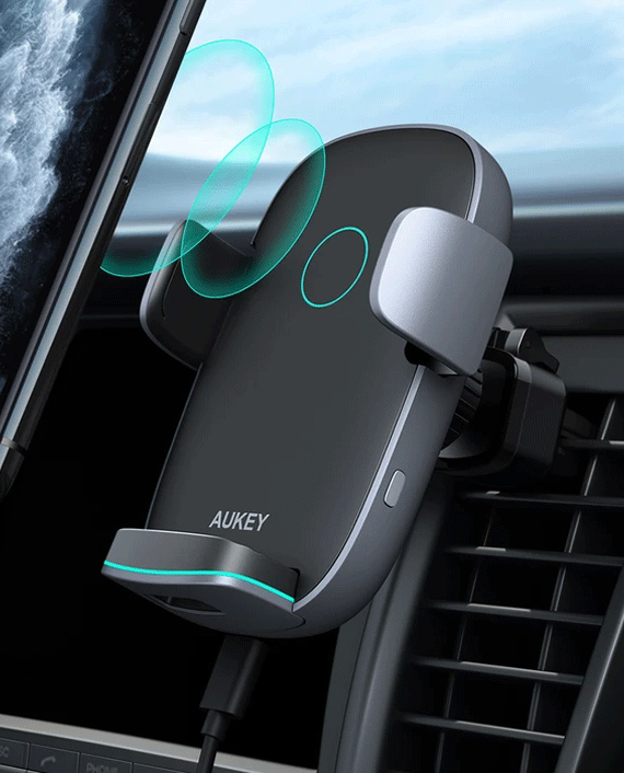 Aukey HD-C52 Navigator Wind II 10W Wireless Charging Phone Mount – Black