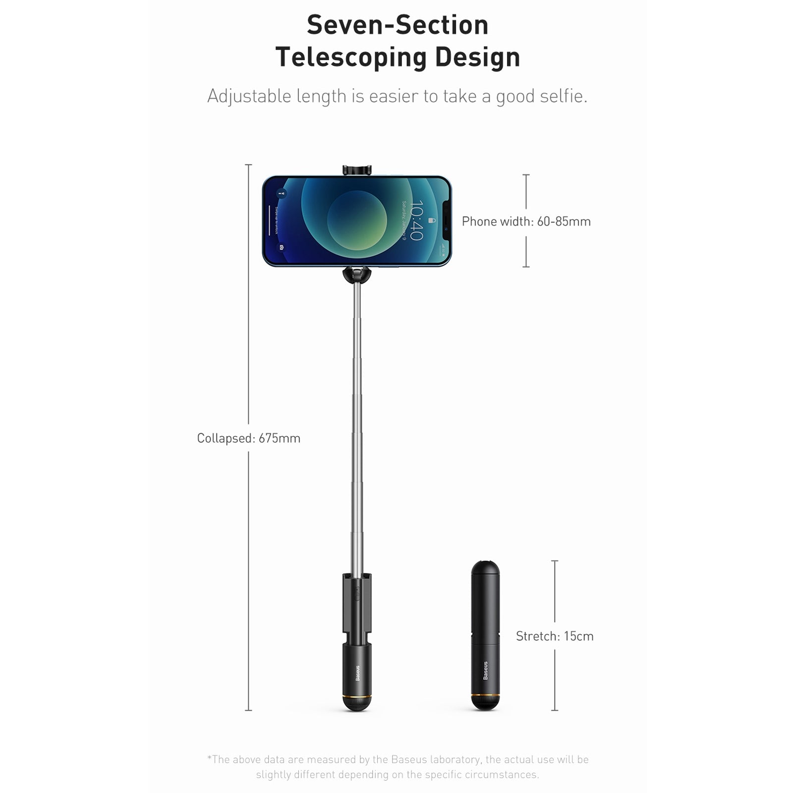 Baseus Mini Bluetooth Folding Selfie Stick Self Timer Rod Black