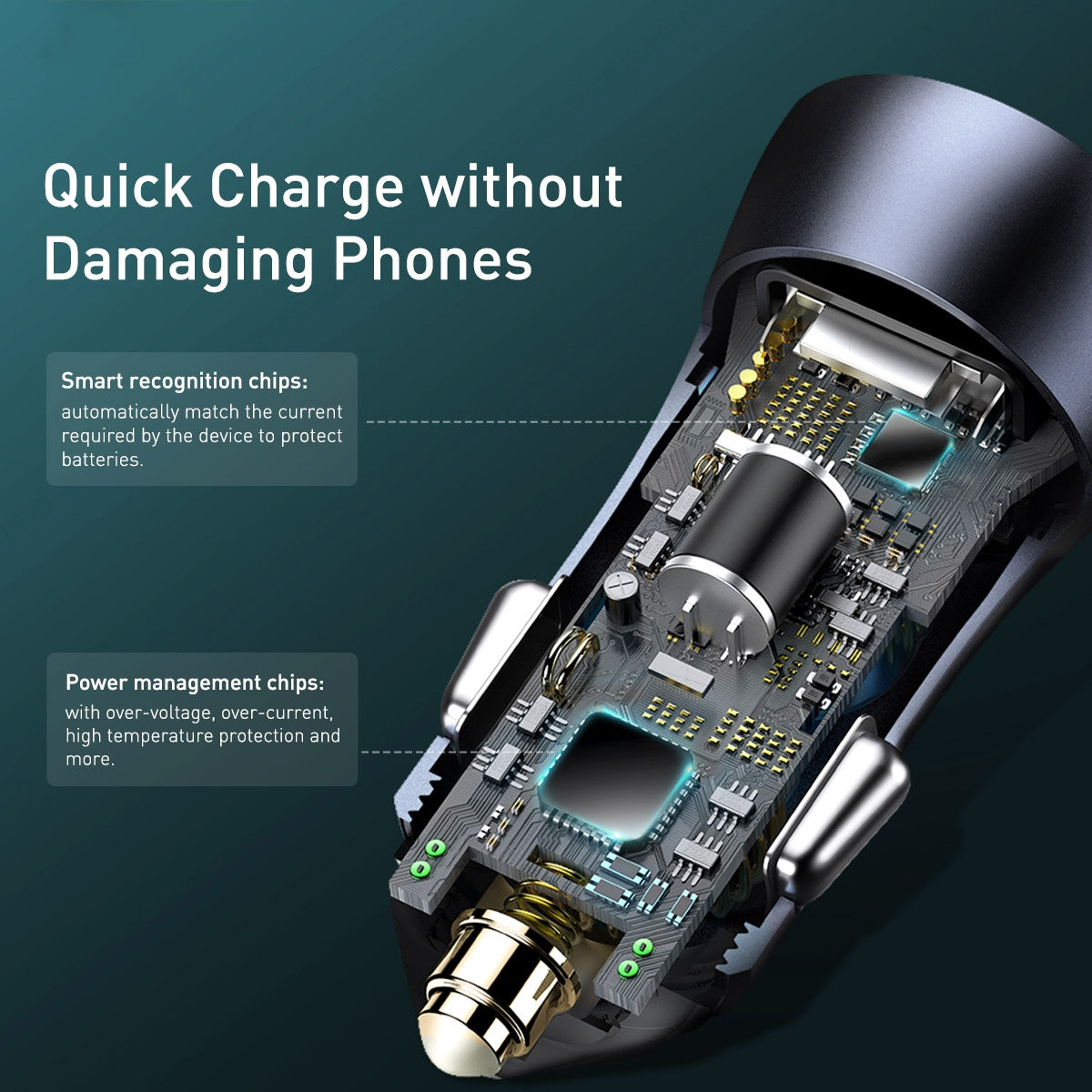BASEUS  40W USB&USB-C   Type-C Dual Quick Charging Car Charger with Cable