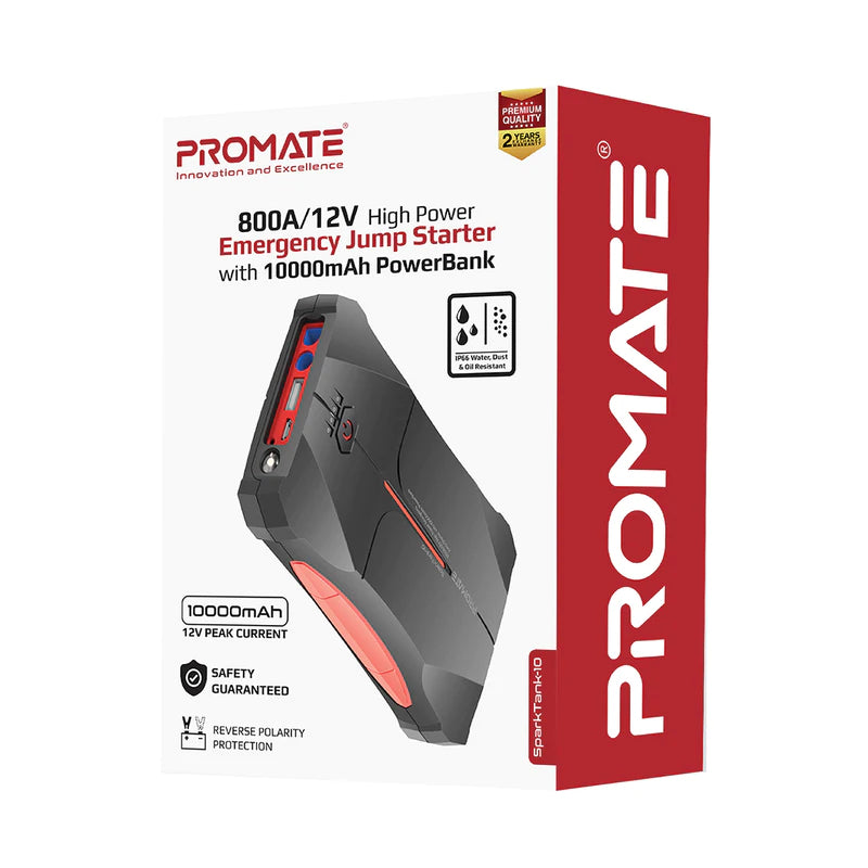 PROMATE SparkTank-10  800A-12V High Power Emergency Jump Starter with 10000mAh Power Bank (Sale)