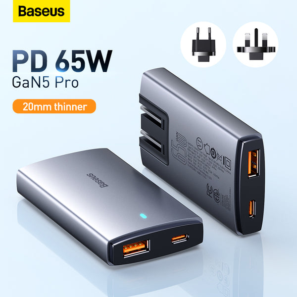 Baseus 65W GaN5 Charger Quick Charge  Portable Travel Charger Fast Charging For Laptop iPhone 14 13 & More